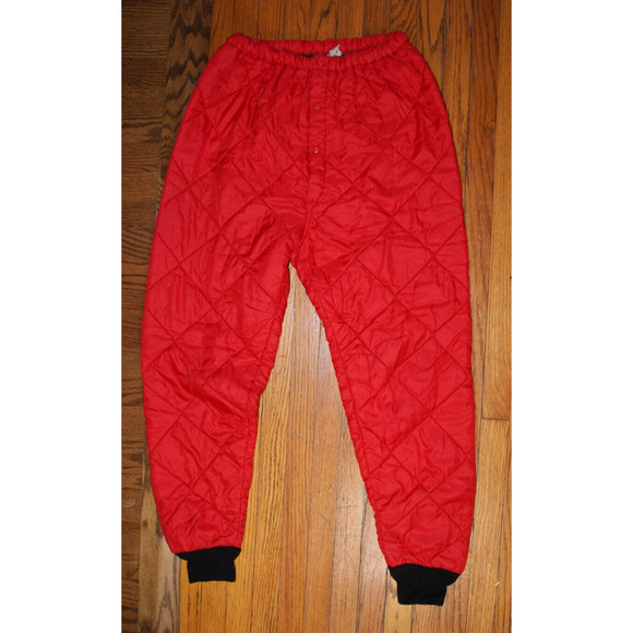Vintage 1950's Marshall Gamemaster Red Quilted Hunting Snow Pants Mens L - Picture 1 of 9